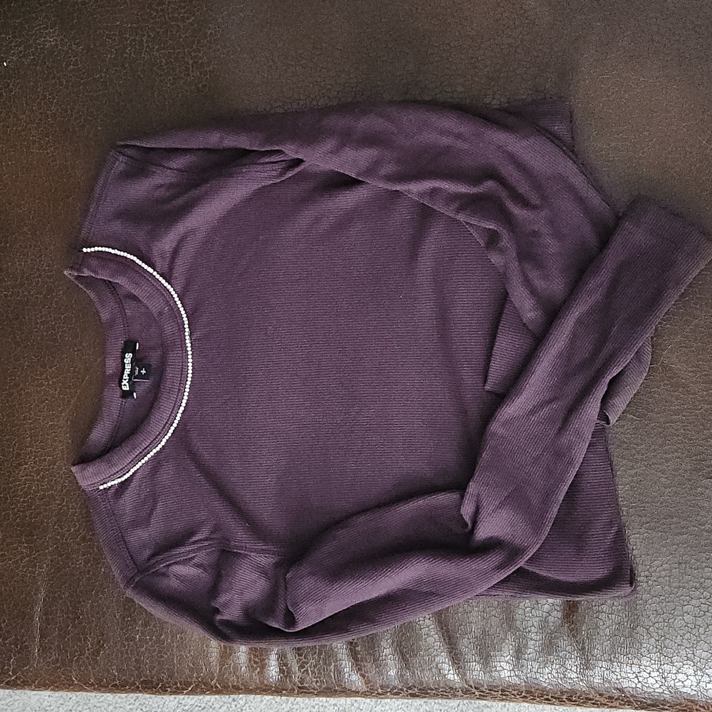 Express long sleeve top with rhinstone embellishments at the neck line size smal
